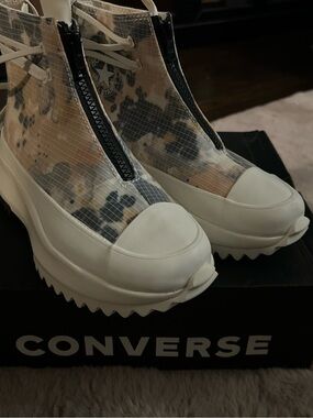 Converse Women’s Clear Camo Platform Zip Sneakers in White